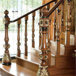 歐式紅橡木實木樓梯