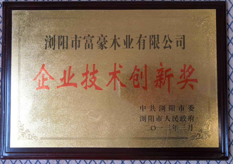 富豪木業(yè)企業(yè)技術(shù)創(chuàng)新獎(jiǎng)